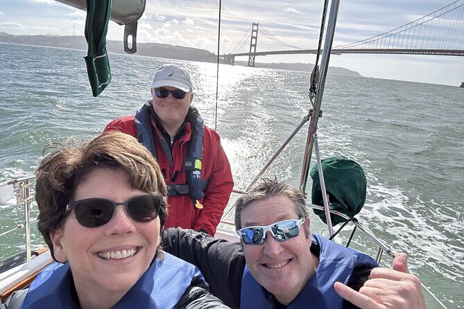 2hr. SUNSET Sailing Experience on San Francisco Bay - Cruising San Francisco and toward the Bay Bridge: skyline at dusk