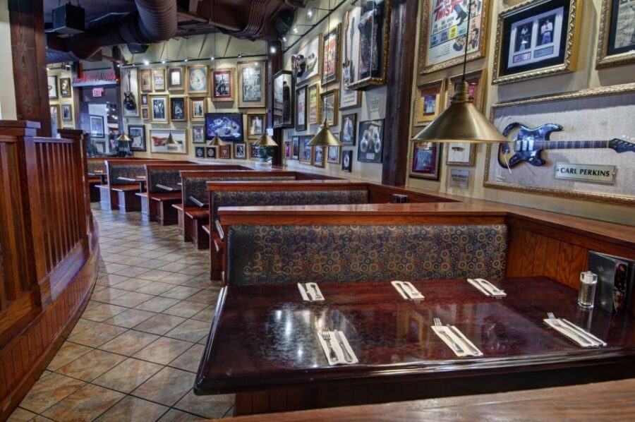 Meal at Hard Rock Cafe San Francisco at Pier 39 - Music Memorabilia and the Hard Rock Atmosphere: More Than a Background Wall
