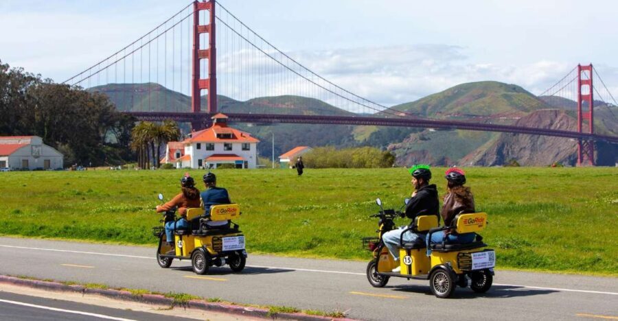 San Francisco: Electric Scooter Rental with GPS Storytelling - Entering the ride at Umbrella Alley and riding the GoRide loop