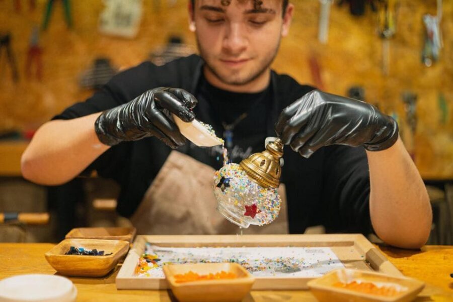 San Francisco: Turkish Mosaic Lamp Workshop - The mosaic phase: glass globe, tiles, and the satisfying part of getting it right